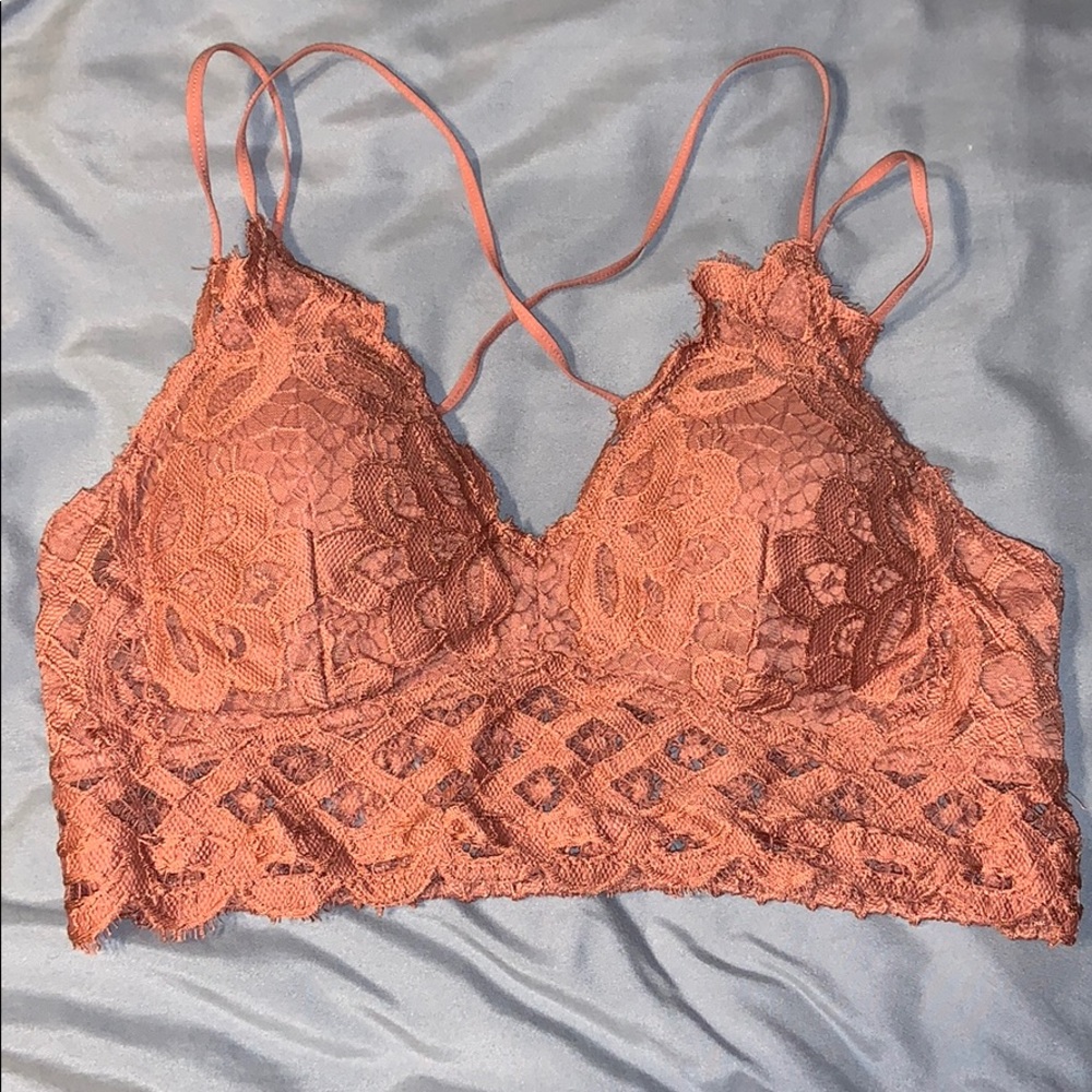Lace Bralette - Dark Coral Size L